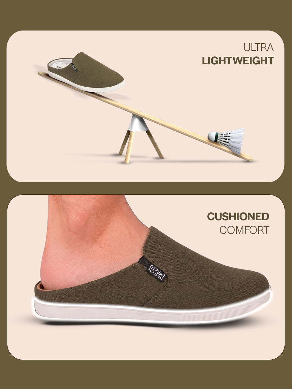 Men Olive Green Casual Canvas Slip-On Shoes