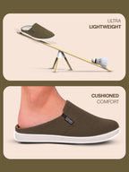 Men Olive Green Casual Canvas Slip-On Shoes