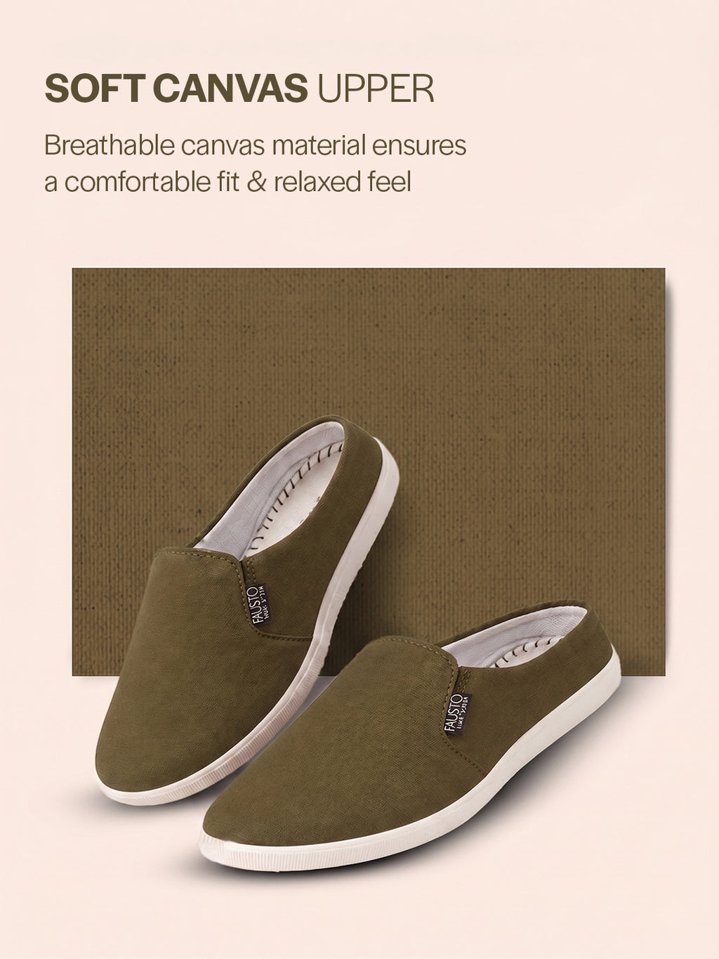 Men Olive Green Casual Canvas Slip-On Shoes