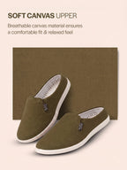 Men Olive Green Casual Canvas Slip-On Shoes
