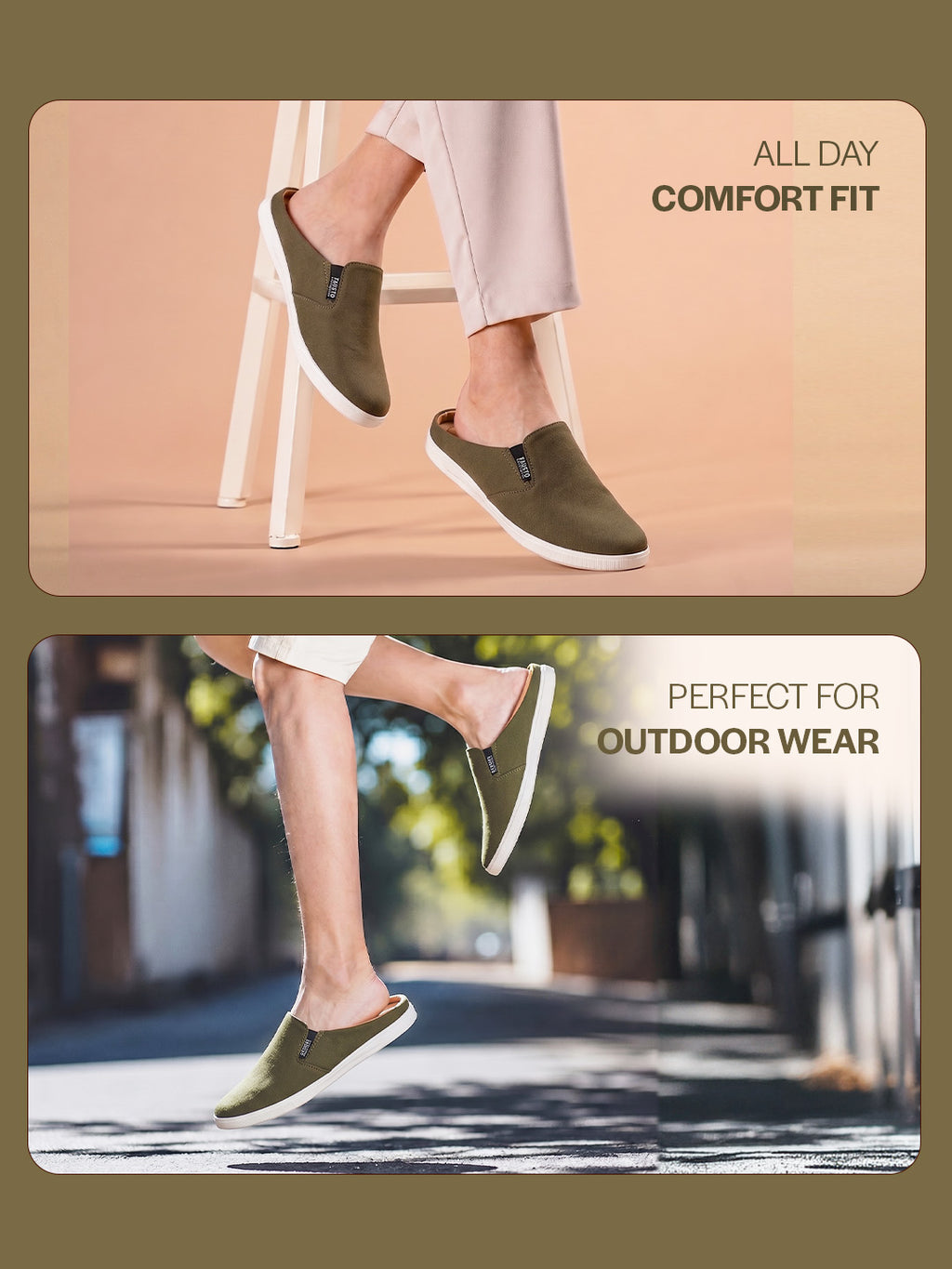 Men Olive Green Casual Canvas Slip-On Shoes