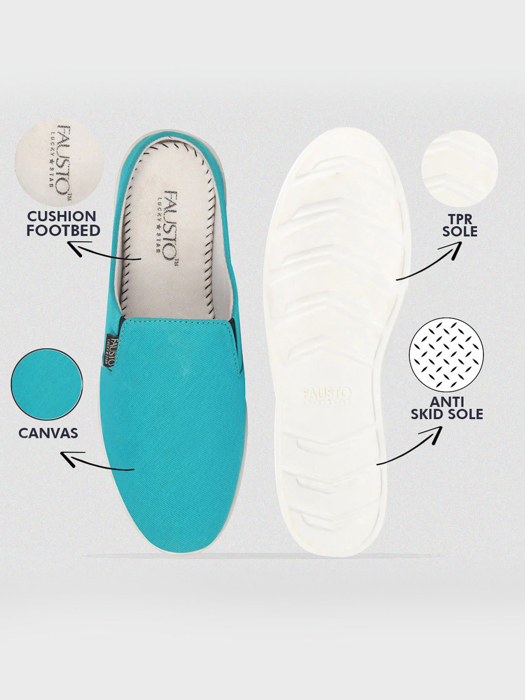 Shop Men Sky Blue Casual Canvas Slip-On Shoes Online.