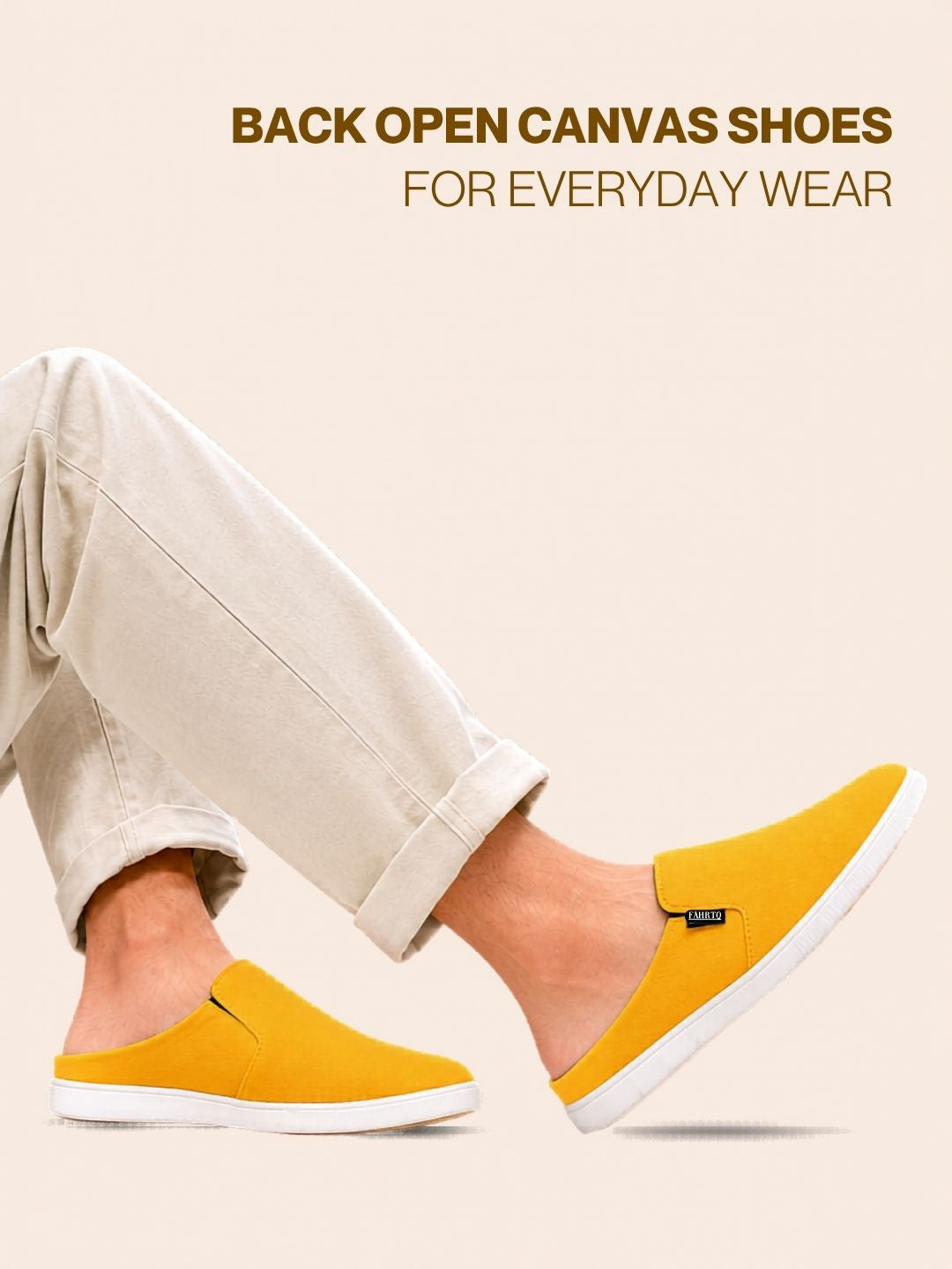 Shop Men Yellow Casual Back Open Canvas Stylish Slip On Shoes
