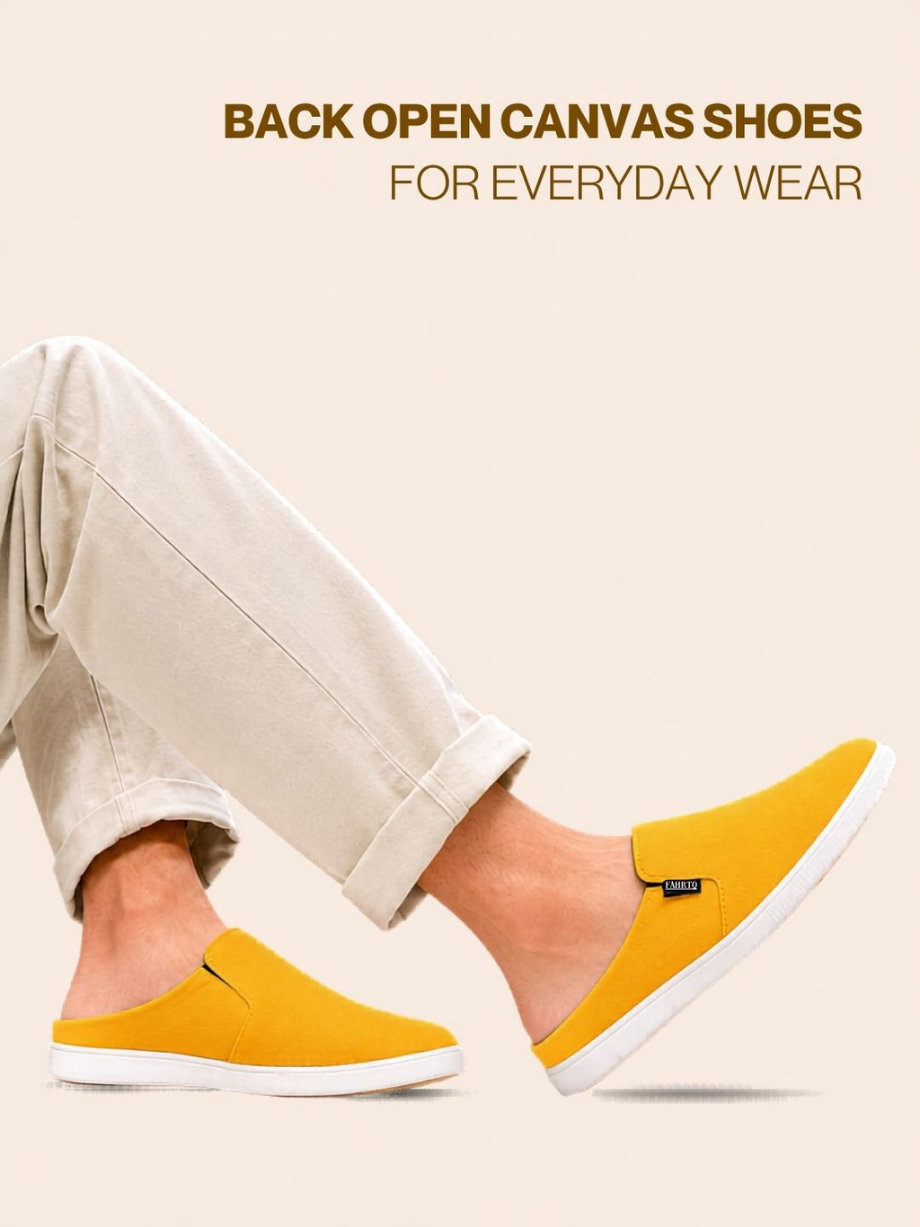 Shop Men Yellow Casual Back Open Canvas Stylish Slip On Shoes Online.