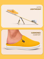 Shop Men Yellow Casual Back Open Canvas Stylish Slip On Shoes Online.