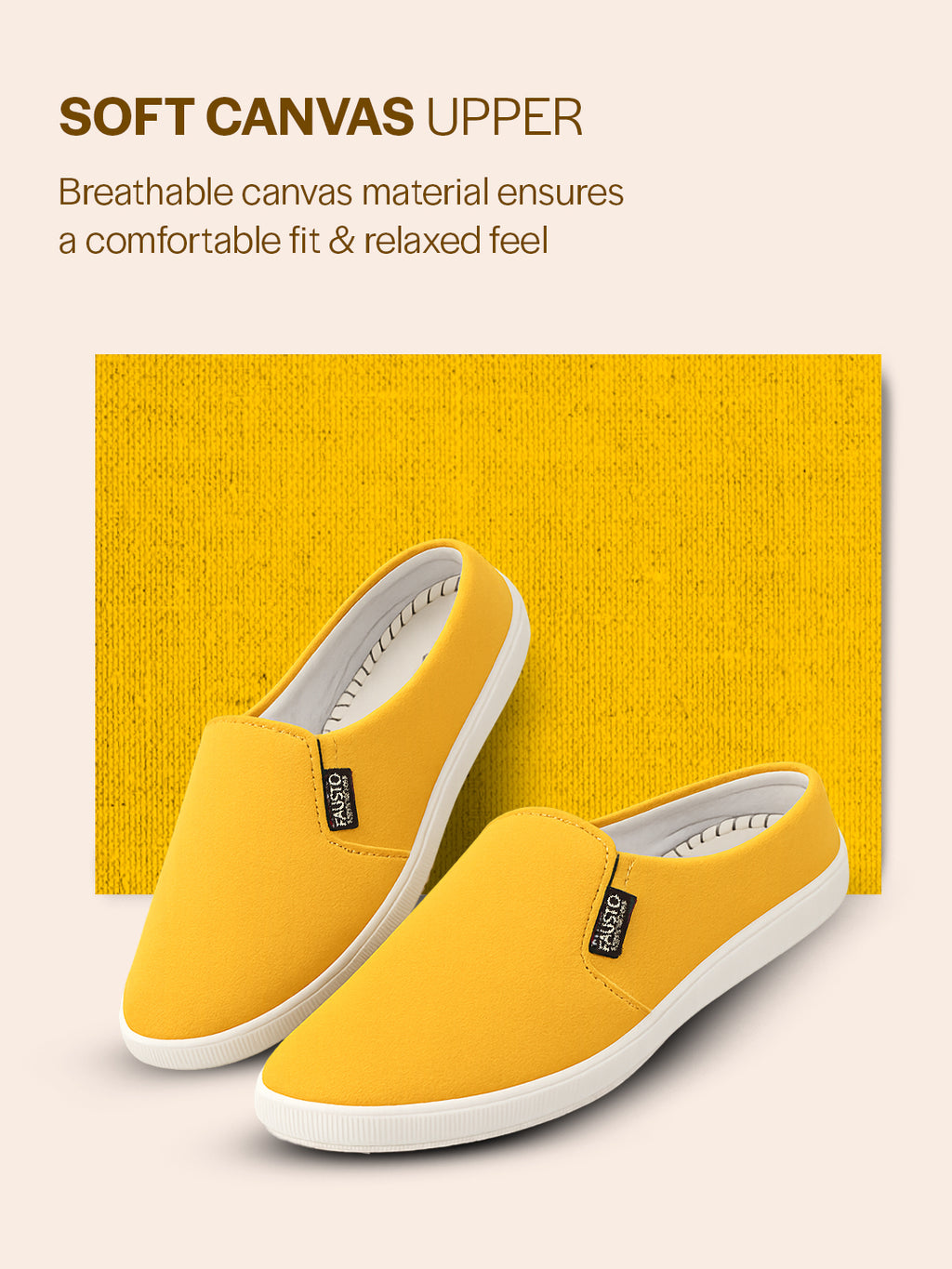 Shop Men Yellow Casual Back Open Canvas Stylish Slip On Shoes Online.