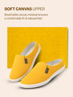 Shop Men Yellow Casual Back Open Canvas Stylish Slip On Shoes Online.