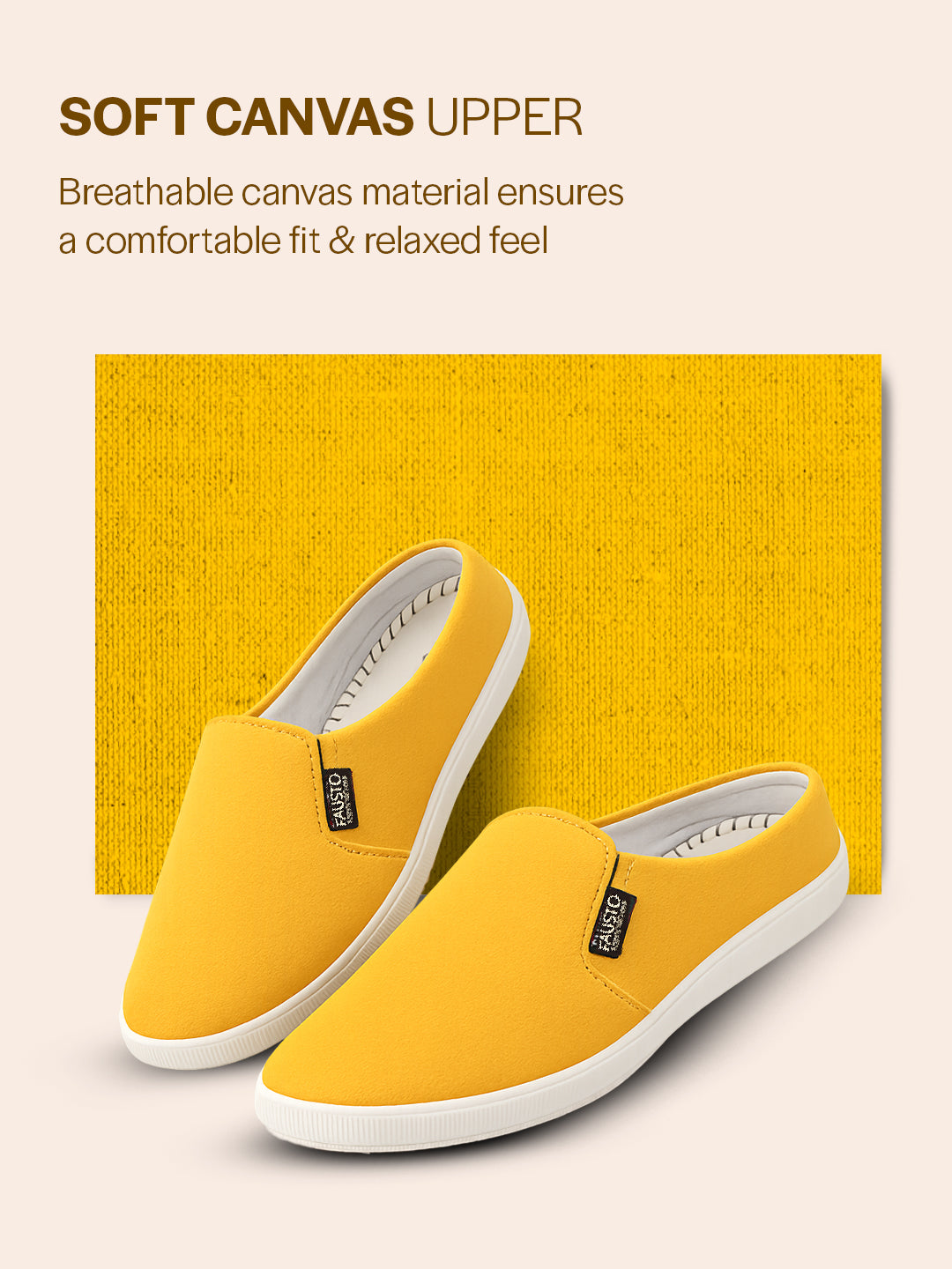 Shop Men Yellow Casual Back Open Canvas Stylish Slip On Shoes Online.