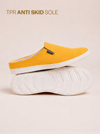 Shop Men Yellow Casual Back Open Canvas Stylish Slip On Shoes Online.