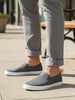 Men Grey Casual Canvas Slip-On Loafers