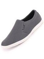 Men Grey Casual Canvas Slip-On Loafers