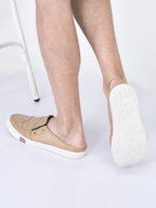 men beige casual slip-on shoes