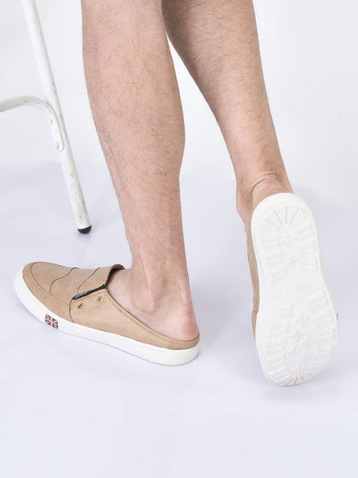 men beige casual slip-on shoes