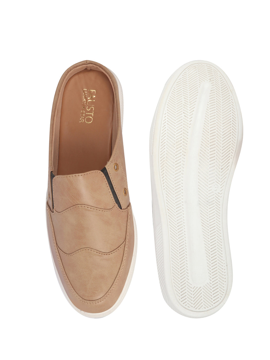 men beige casual slip-on shoes