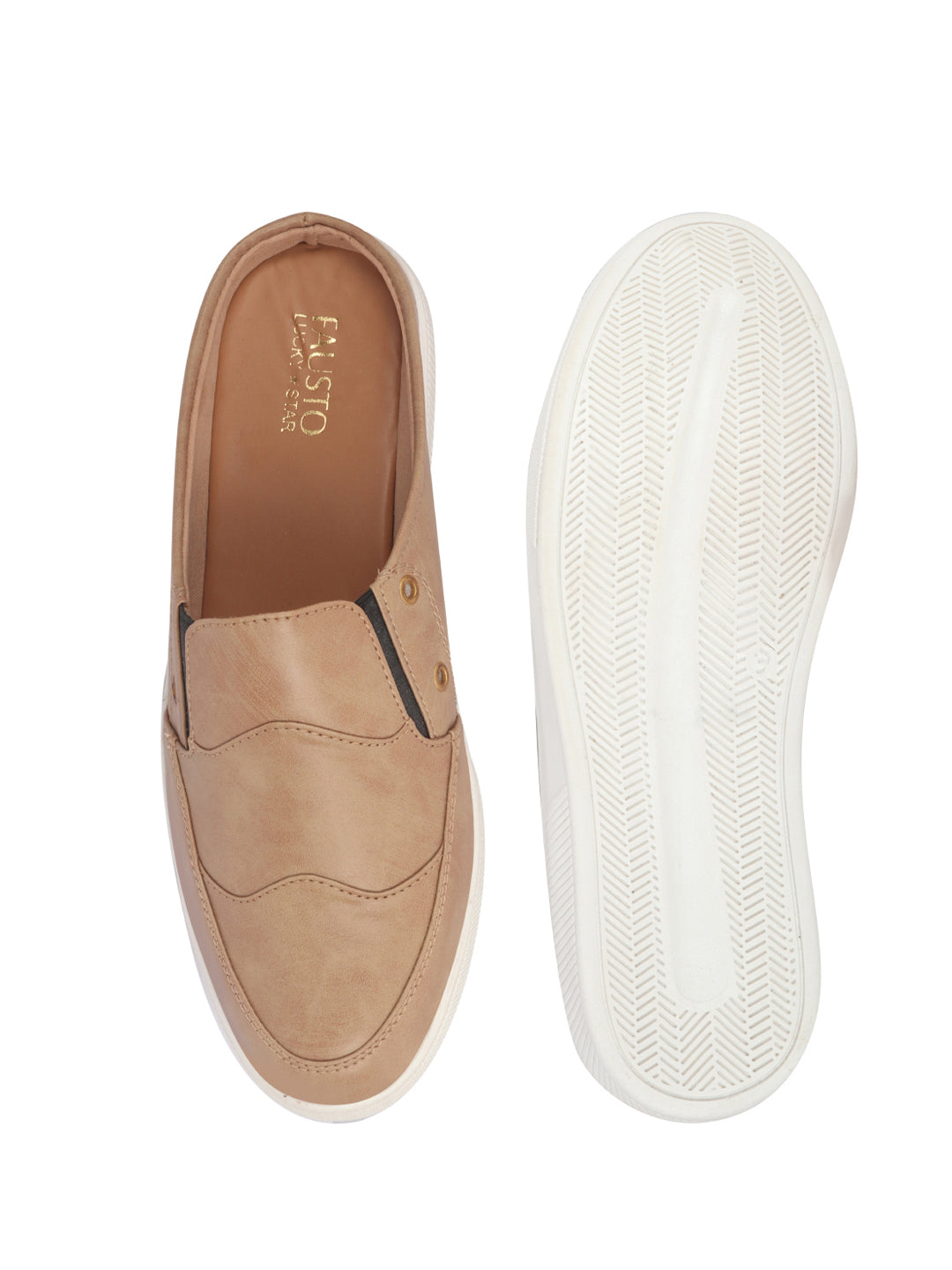 men beige casual slip-on shoes