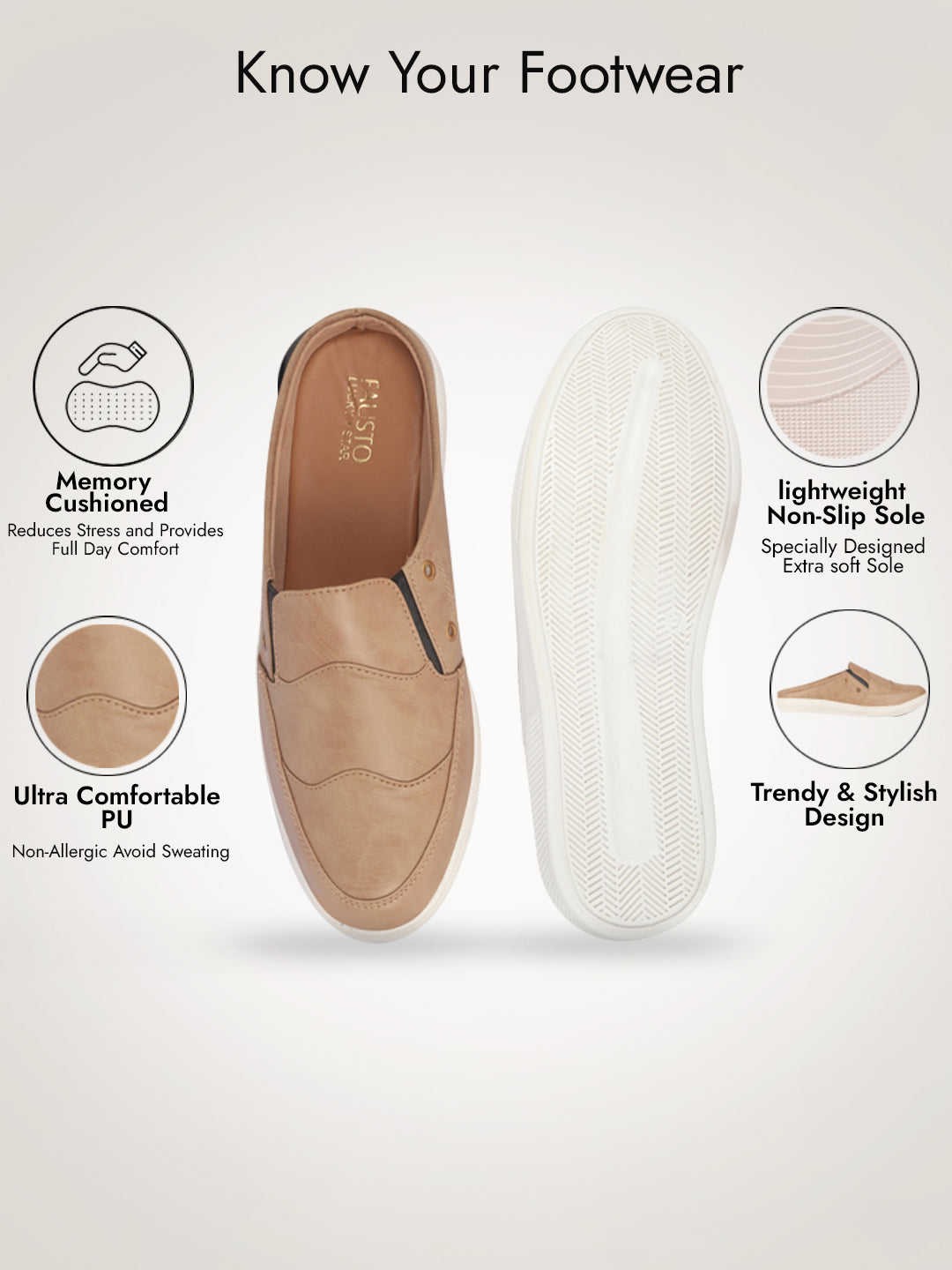 men beige casual slip-on shoes