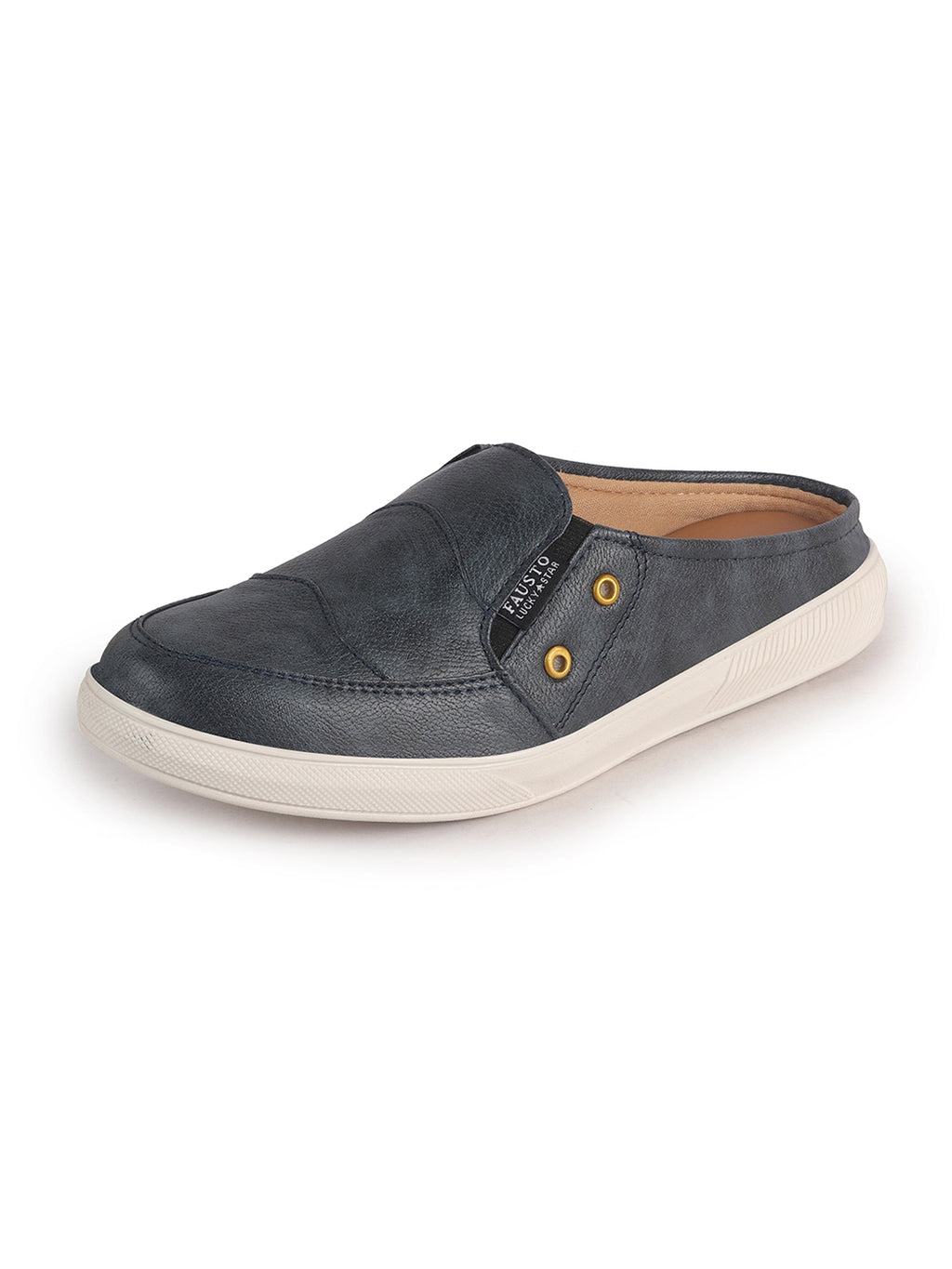 Men Navy Blue Casual Slip-On Shoes