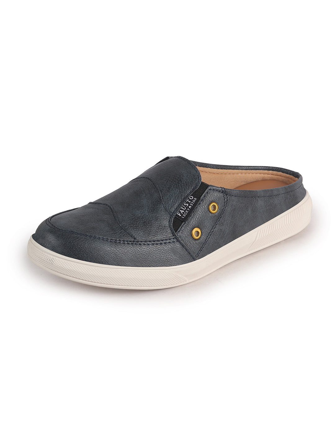 Men Navy Blue Casual Slip-On Shoes