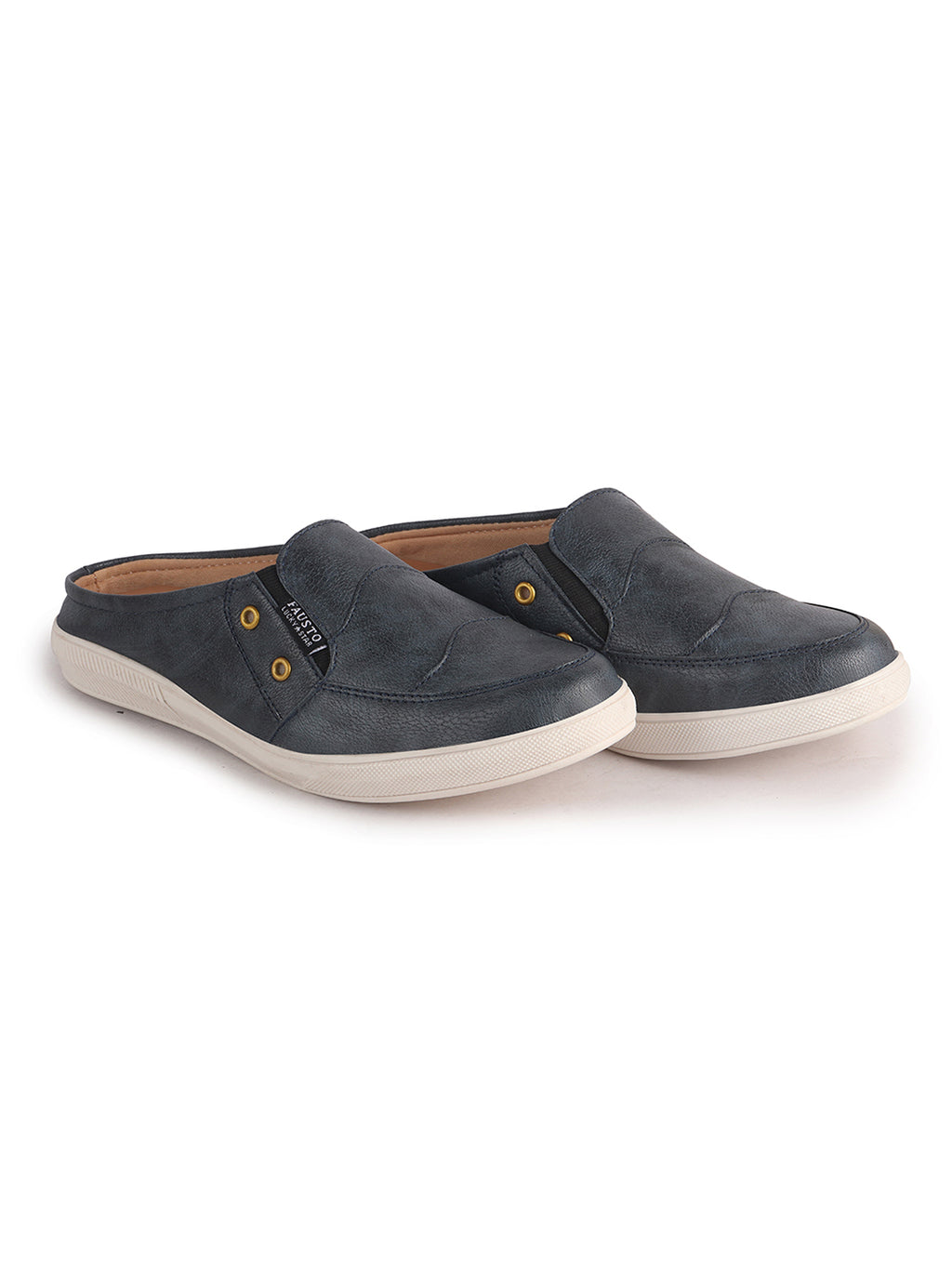Men Navy Blue Casual Slip-On Shoes
