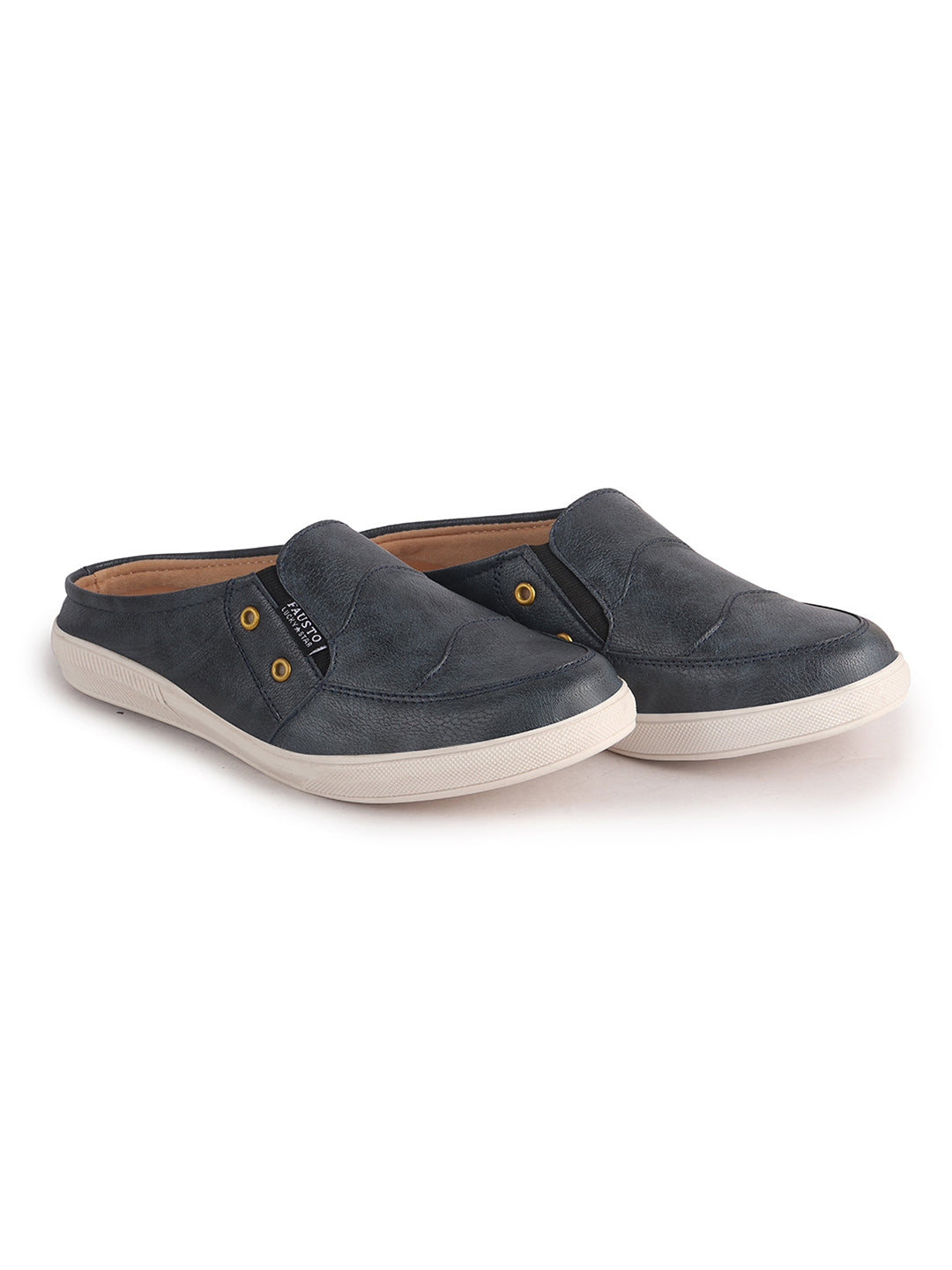 Men Navy Blue Casual Slip-On Shoes