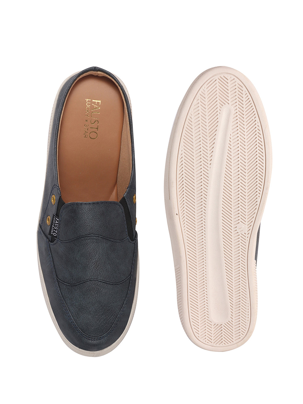 Men Navy Blue Casual Slip-On Shoes