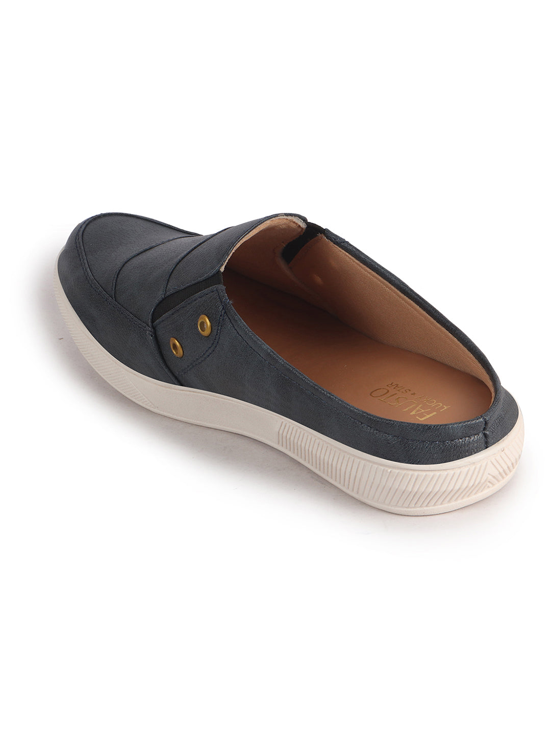 Men Navy Blue Casual Slip-On Shoes
