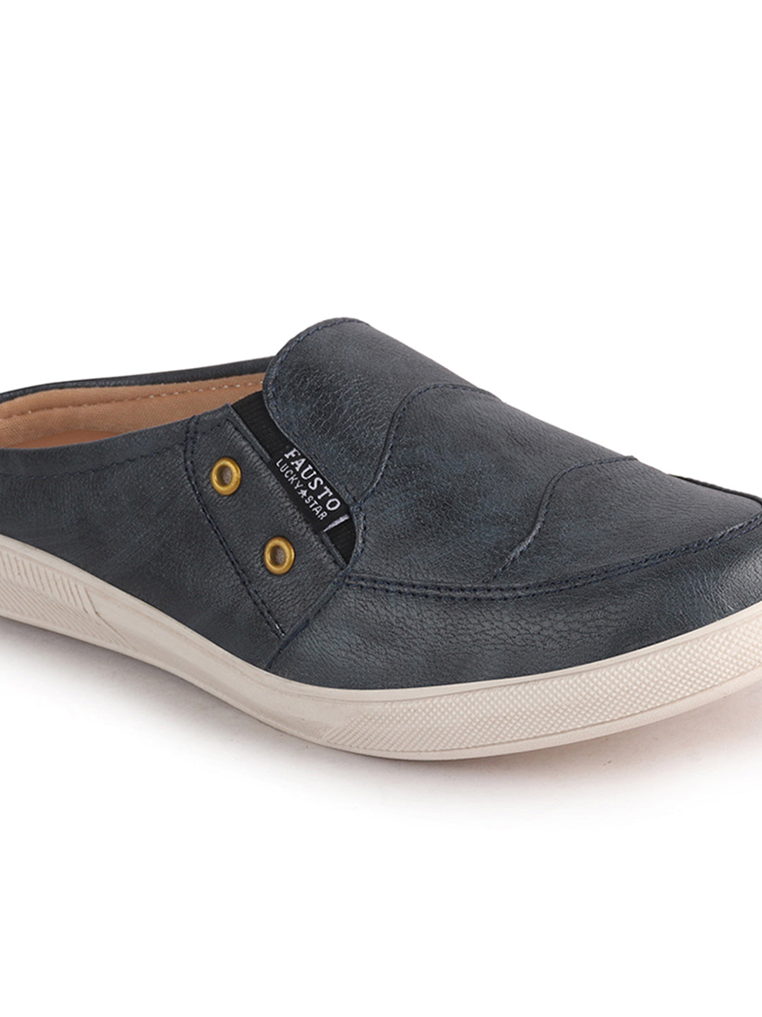 Men Navy Blue Casual Slip-On Shoes