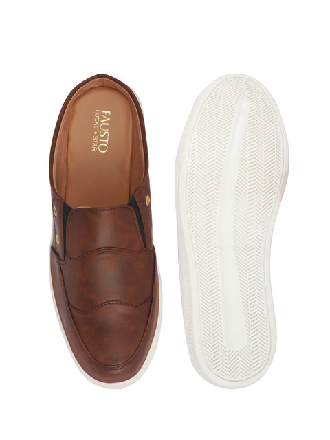 Men Brown Casual Slip-On Shoes