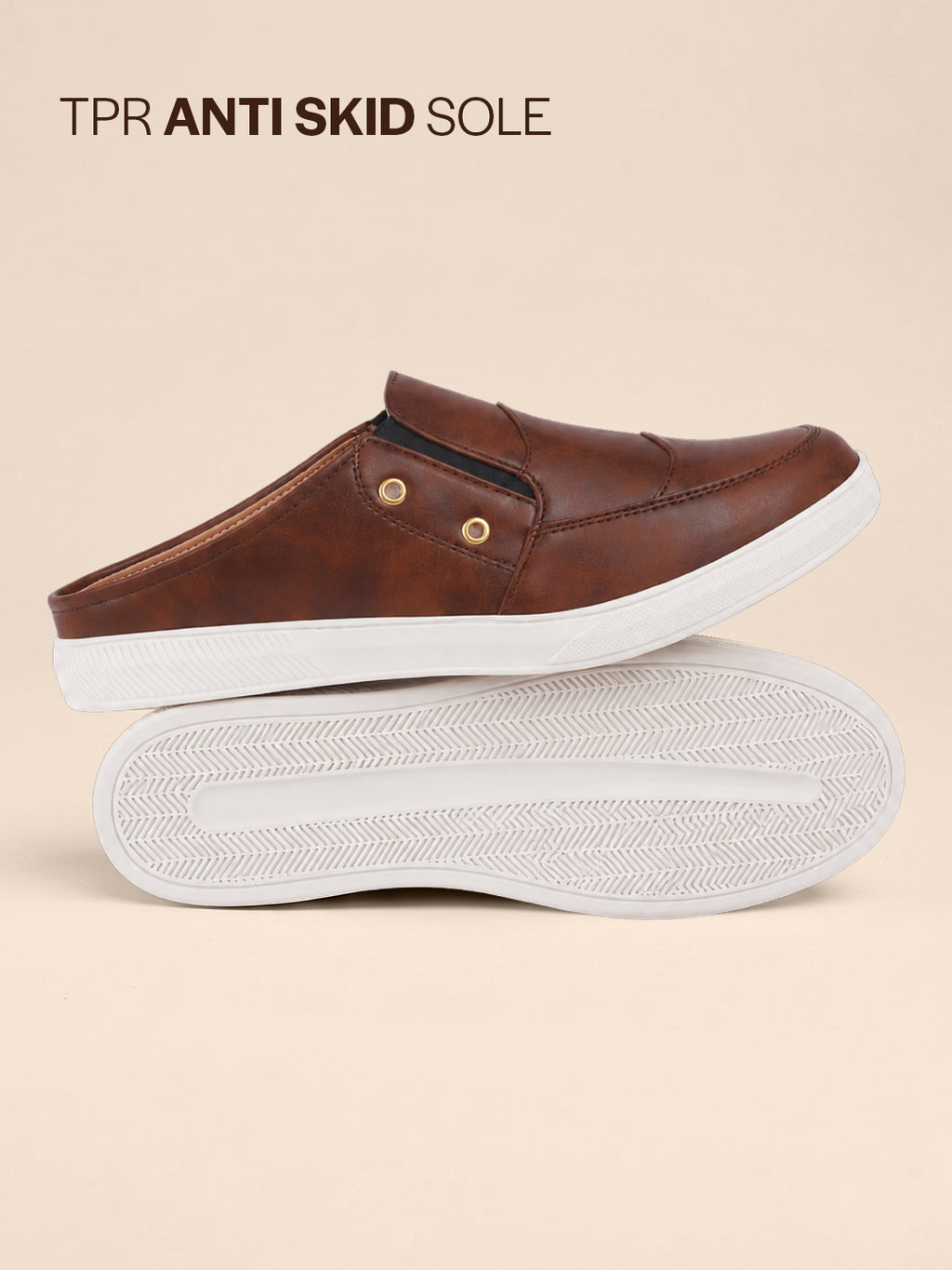 men brown casual slip-on shoes