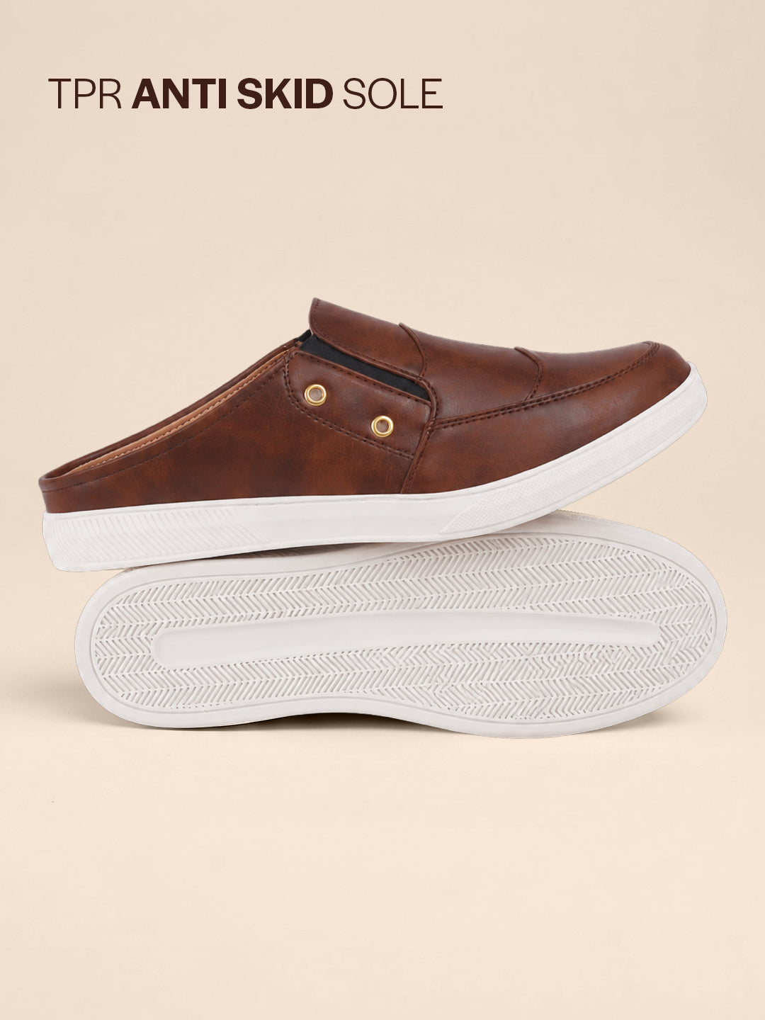 men brown casual slip-on shoes