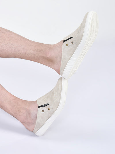 men cream casual slip-on shoes
