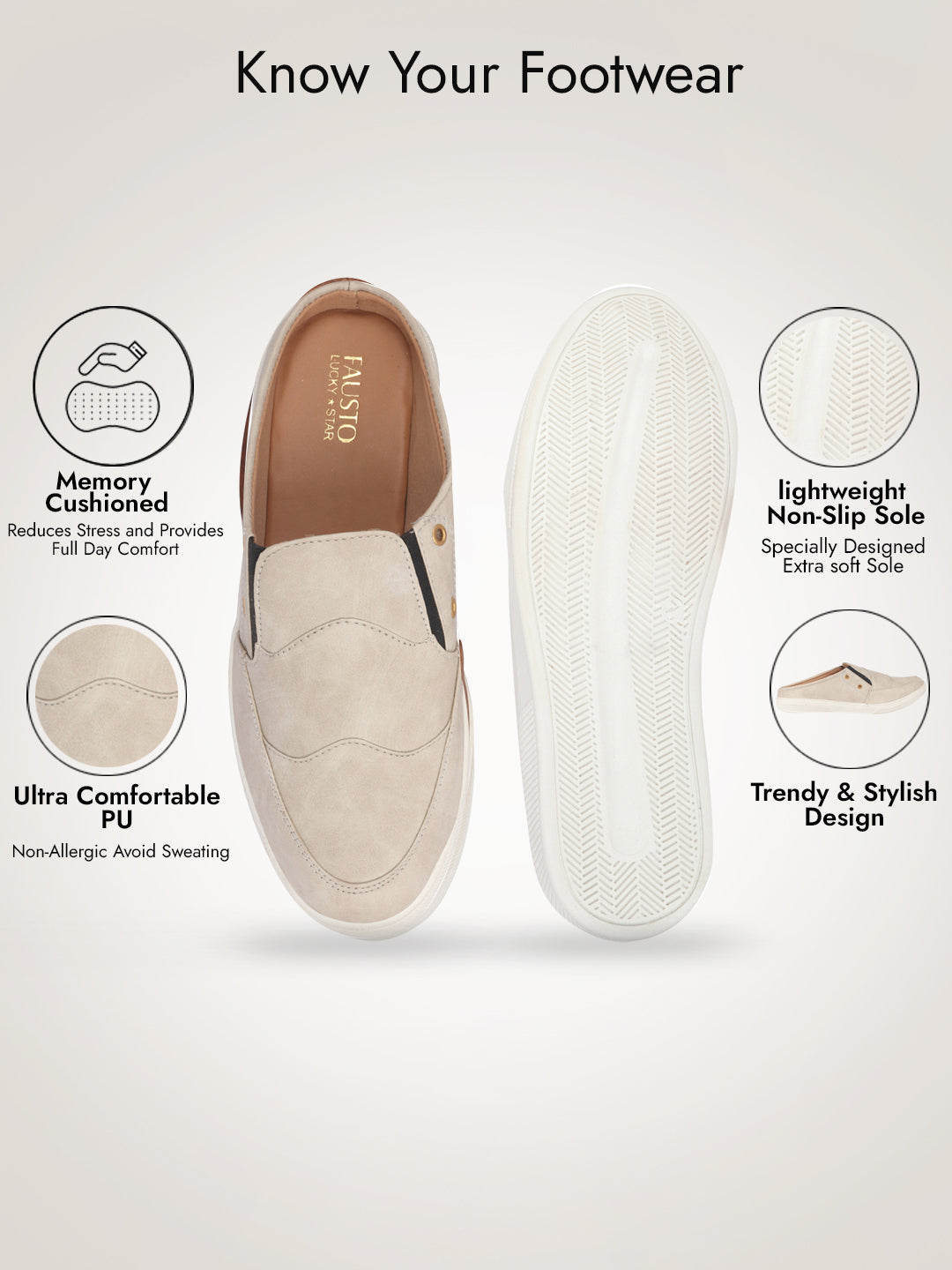 men cream casual slip-on shoes