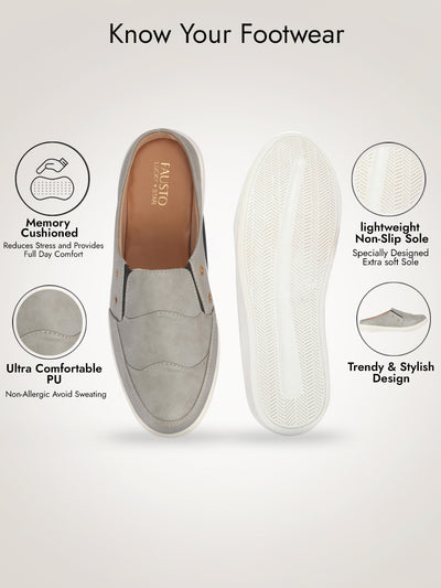 Men Grey Casual Slip-On Shoes