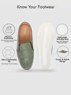 men olive green casual slip-on shoes