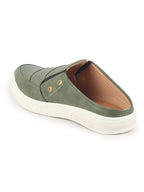 men olive green casual slip-on shoes