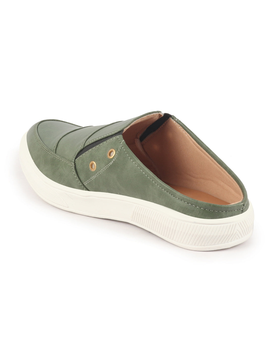 men olive green casual slip-on shoes