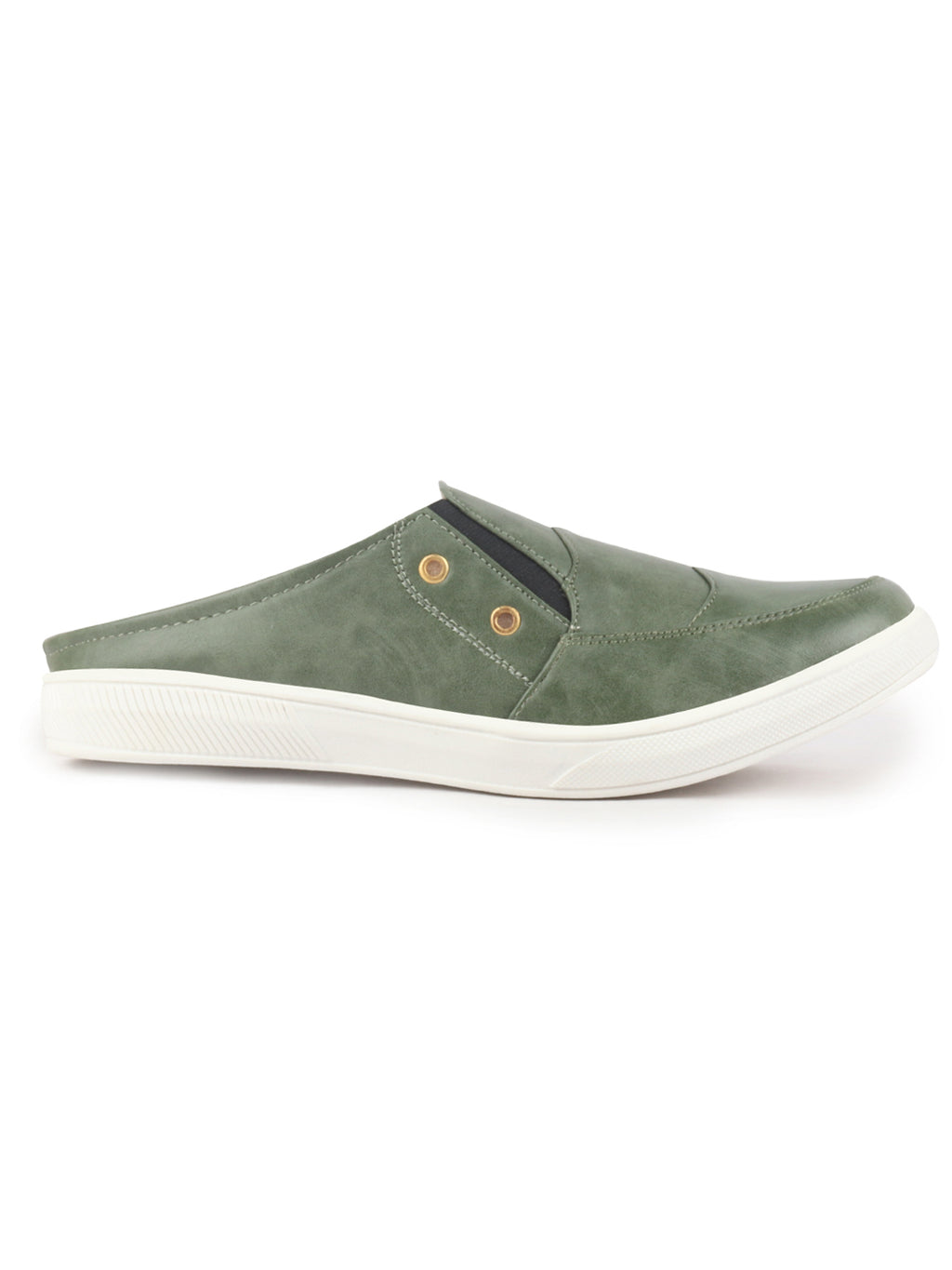 men olive green casual slip-on shoes