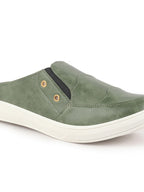 men olive green casual slip-on shoes