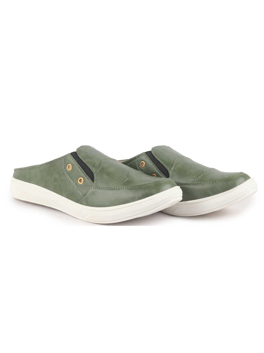 men olive green casual slip-on shoes