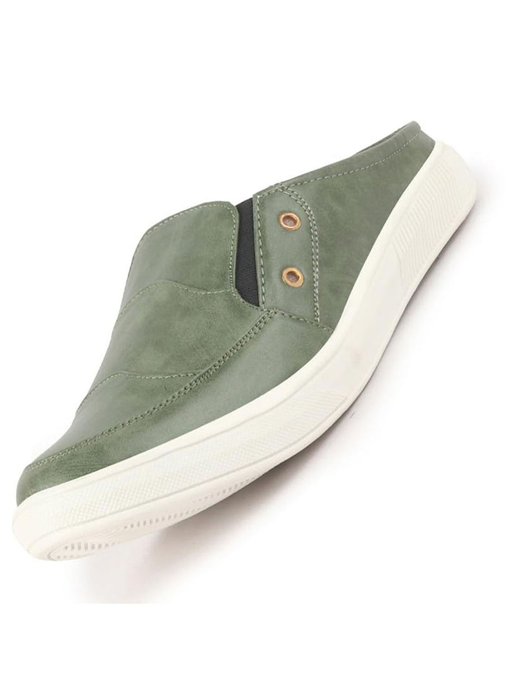 men olive green casual slip-on shoes
