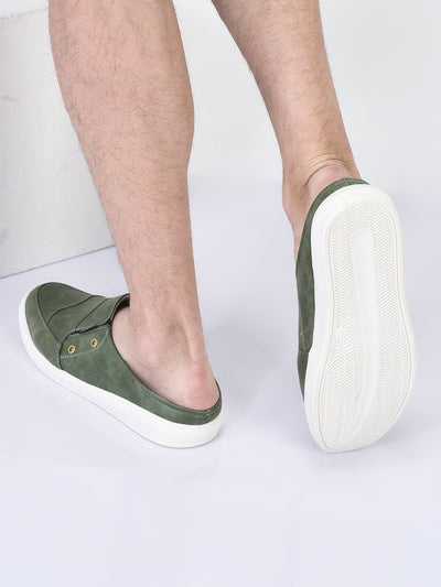 men olive green casual slip-on shoes