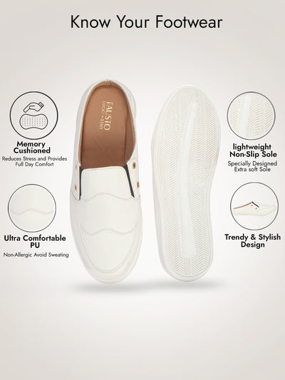 Men White Casual Slip-On Shoes
