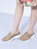Women Cheeku Leaf Print Embroidery Design Back Open Slip On Mules Shoes