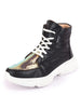 Women Black High Ankle Lace Up Embellished Sneakers