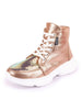 Women Golden High Ankle Lace Up Embellished Sneakers