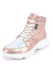 Women Pink High Ankle Lace Up Embellished Sneakers