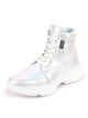 Women Silver High Ankle Lace Up Embellished Sneakers