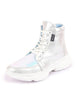 Women Silver High Ankle Lace Up Embellished Sneakers