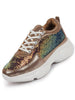 Women Golden Stylish Lace Up Embellished Sneakers