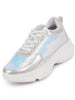 Women Silver Stylish Lace Up Embellished Sneakers